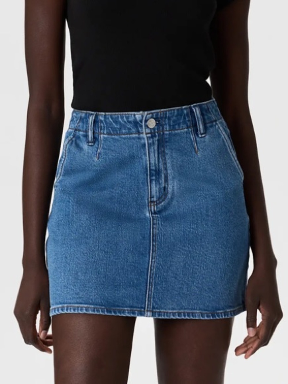 Quince Stretch Denim Mini Skirt Size 31 Atlantic Blue Y2K Preppy